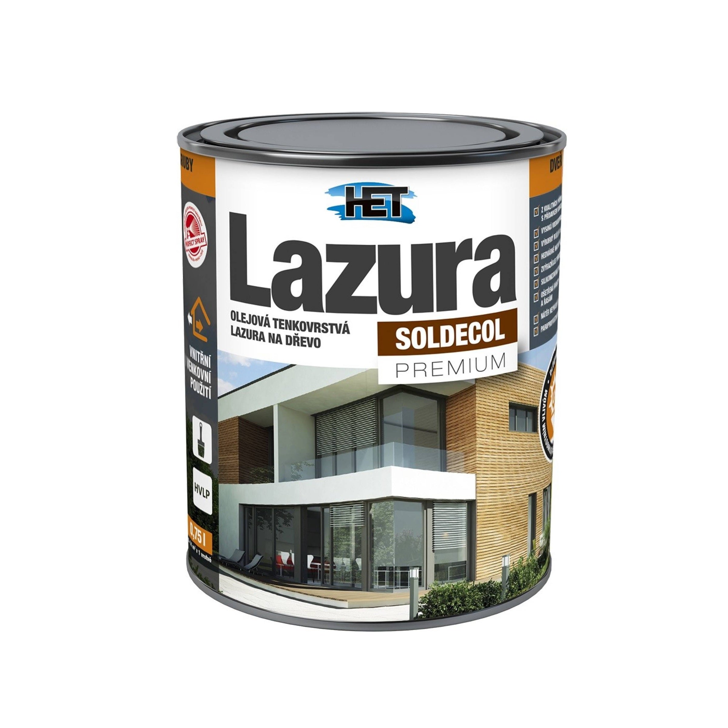 HET SOLDECOL Lazúra PREMIUM tenkovrstvová lazúra na drevo 0,75l