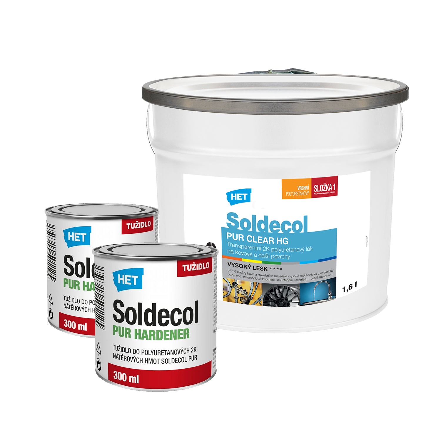 HET Soldecol PUR CLEAR HG transparentný 2K polyuretánový lesklý lak na kovové a nekovové povrchy - ukážka 2