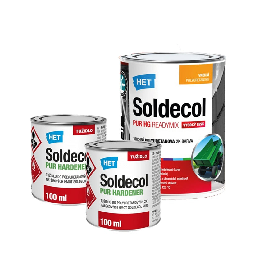 HET Soldecol PUR HG biela rýchloschnúca polyuretánová farba na kov - 6,2 l (5 l + 4 x 300 ml tužidlo)