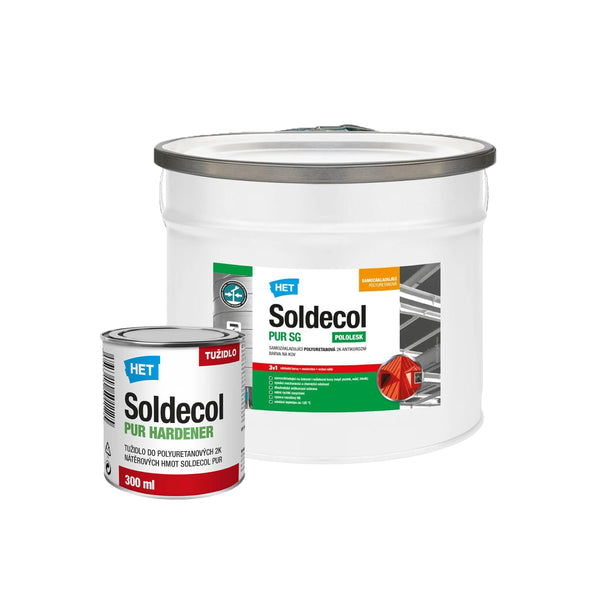 HET SOLDECOL PUR SG - 3v1 Samozakladajúca polyuretánová pololesklá 2K antikorózna farba na kov a tužidlo -  2,8 l (2,5 l + 300 ml tužidlo)