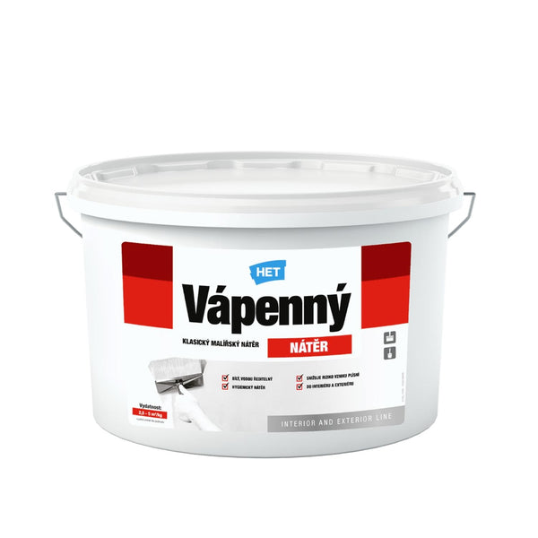 HET Vápenný NÁTER biely klasický vápenný maliarsky náter na stenu 6 kg