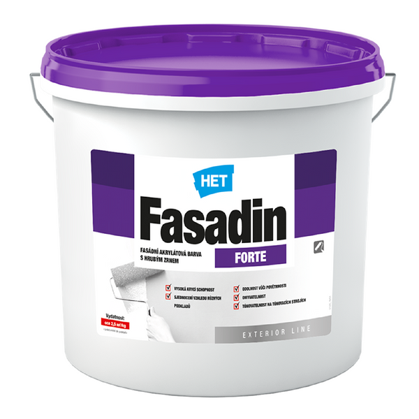 HET Fasadin FORTE biela umývateľná fasádna akrylátová farba s hrubým zrnom 12 kg