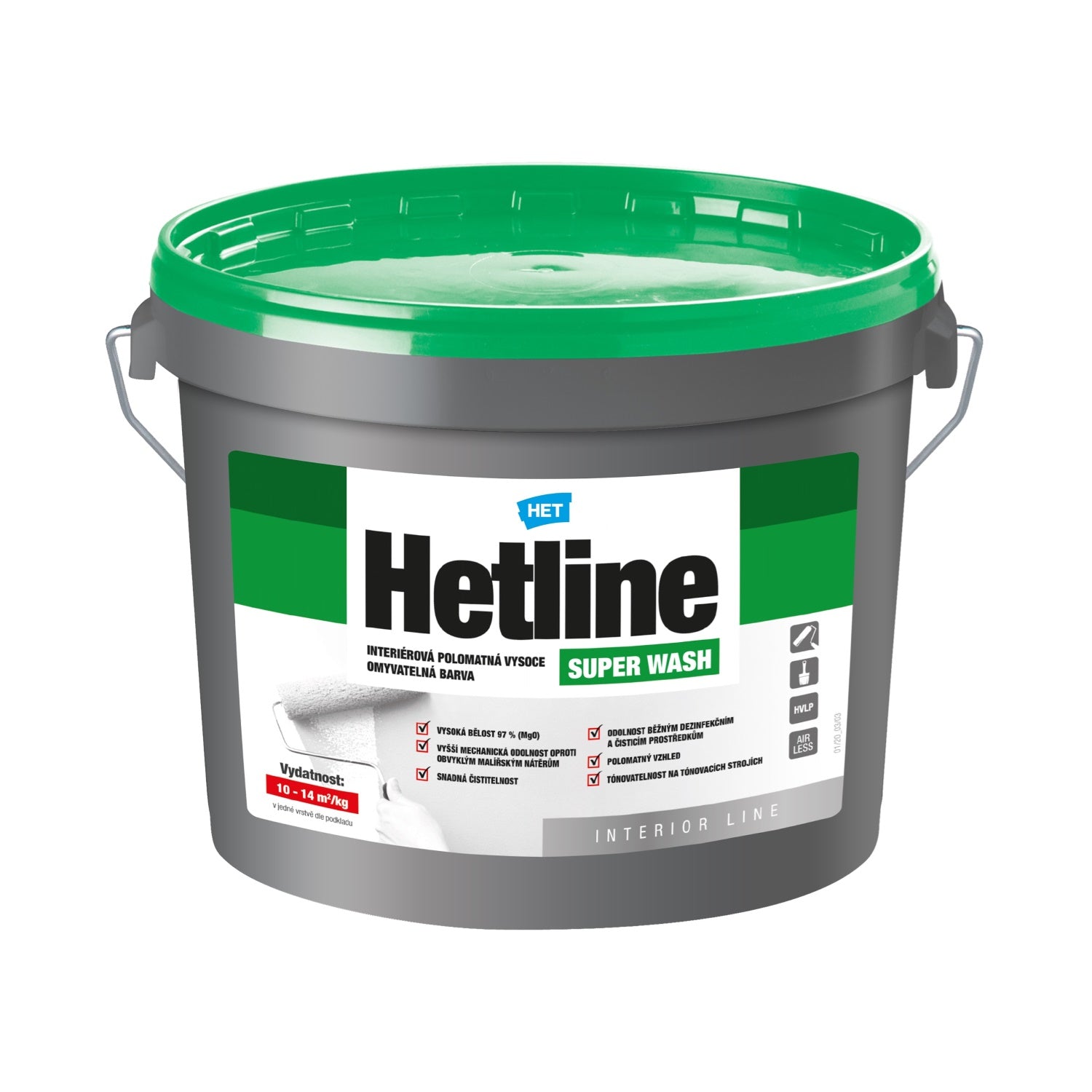 HET Hetline Super Wash interiérová akrylátová vysoko umývateľná farba 1 kg