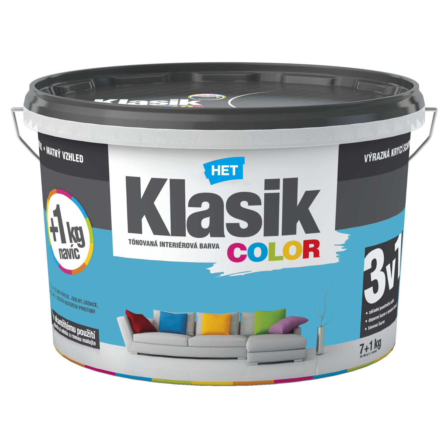 HET Klasik COLOR tónovaná interiérová akrylátová disperzná farba na stenu