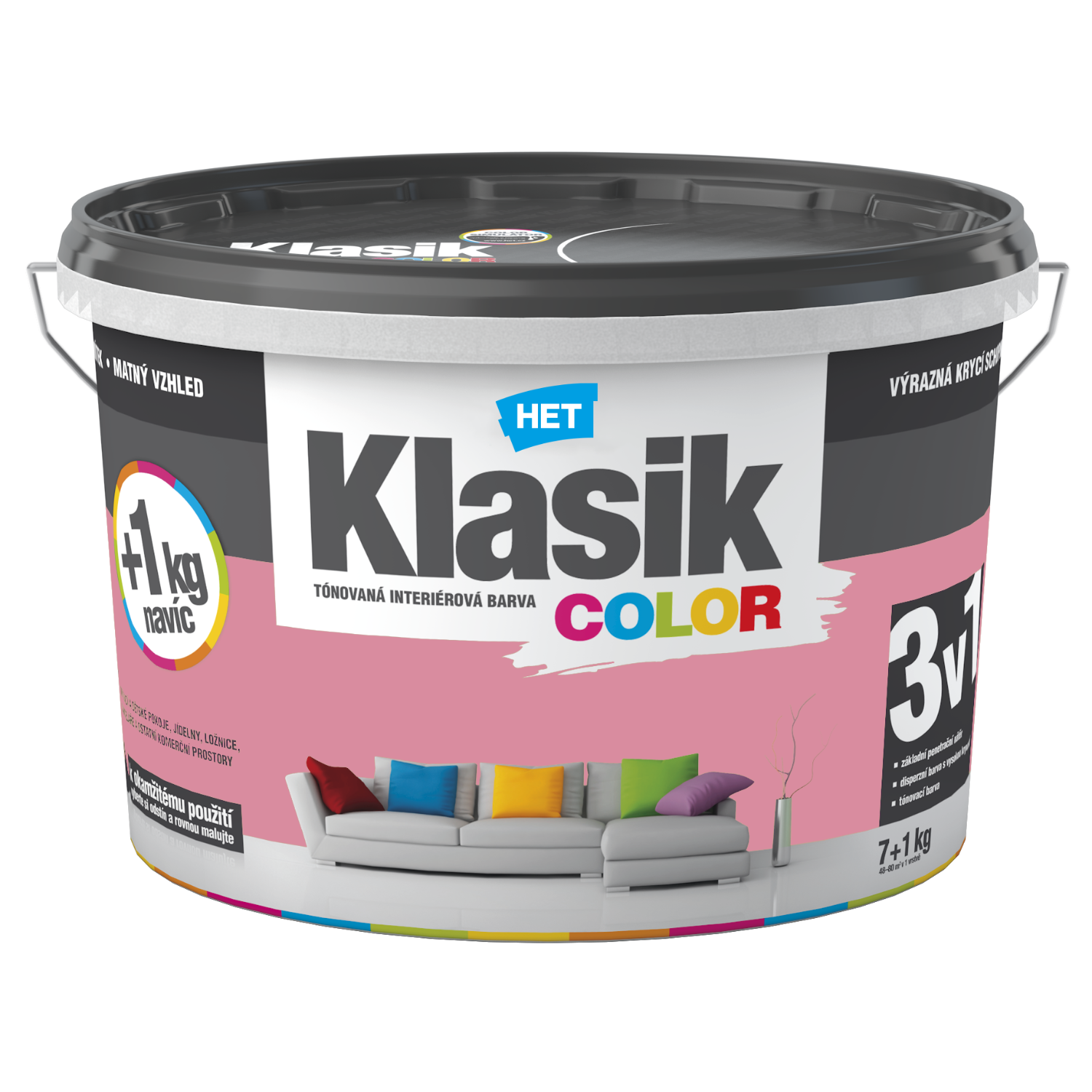 HET Klasik COLOR tónovaná interiérová akrylátová disperzná farba na stenu