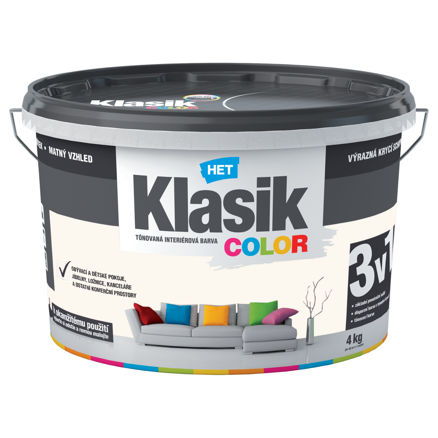 HET Klasik COLOR tónovaná interiérová akrylátová disperzná oteruvzdorná farba 4 kg, KC0218 - béžový pieskový