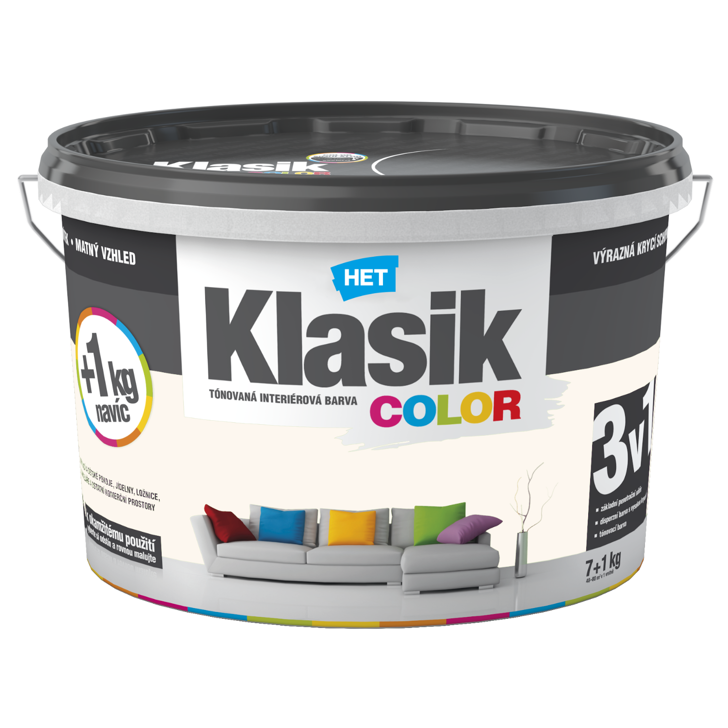 HET Klasik COLOR tónovaná interiérová akrylátová disperzná oteruvzdorná farba 7 kg + 1 kg zdarma, KC0228 - béžový mandľový