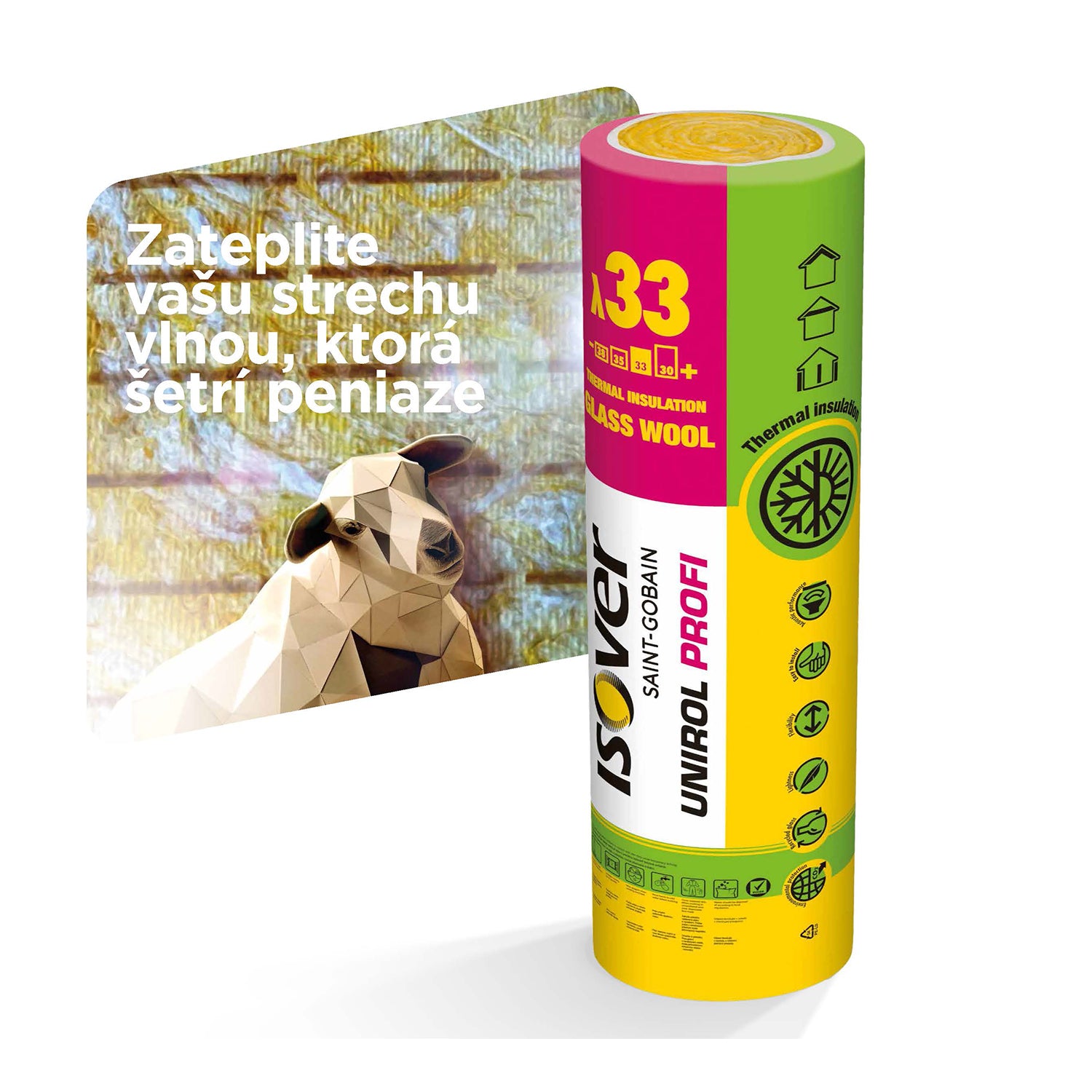 Isover UNIROL PROFI λ 0,033 izolačný rolovaný pás tepelná izolácia