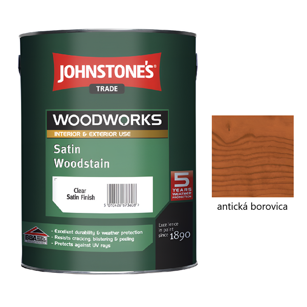 JOHNSTONE'S Satin Woodstain hrubovrstvá lazúra na drevo - antická borovica