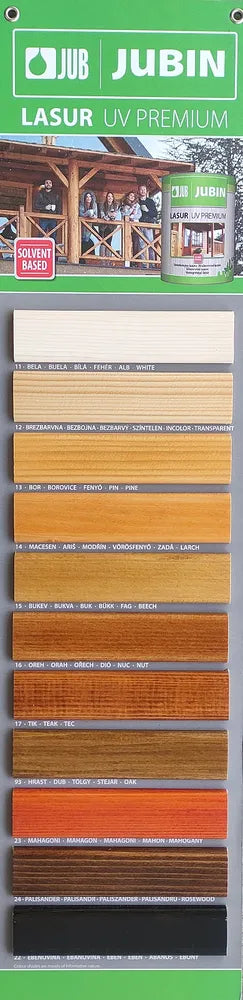 JUBIN LASUR UV Premium hrubovrstvá lazúra na drevo_vzorkovník