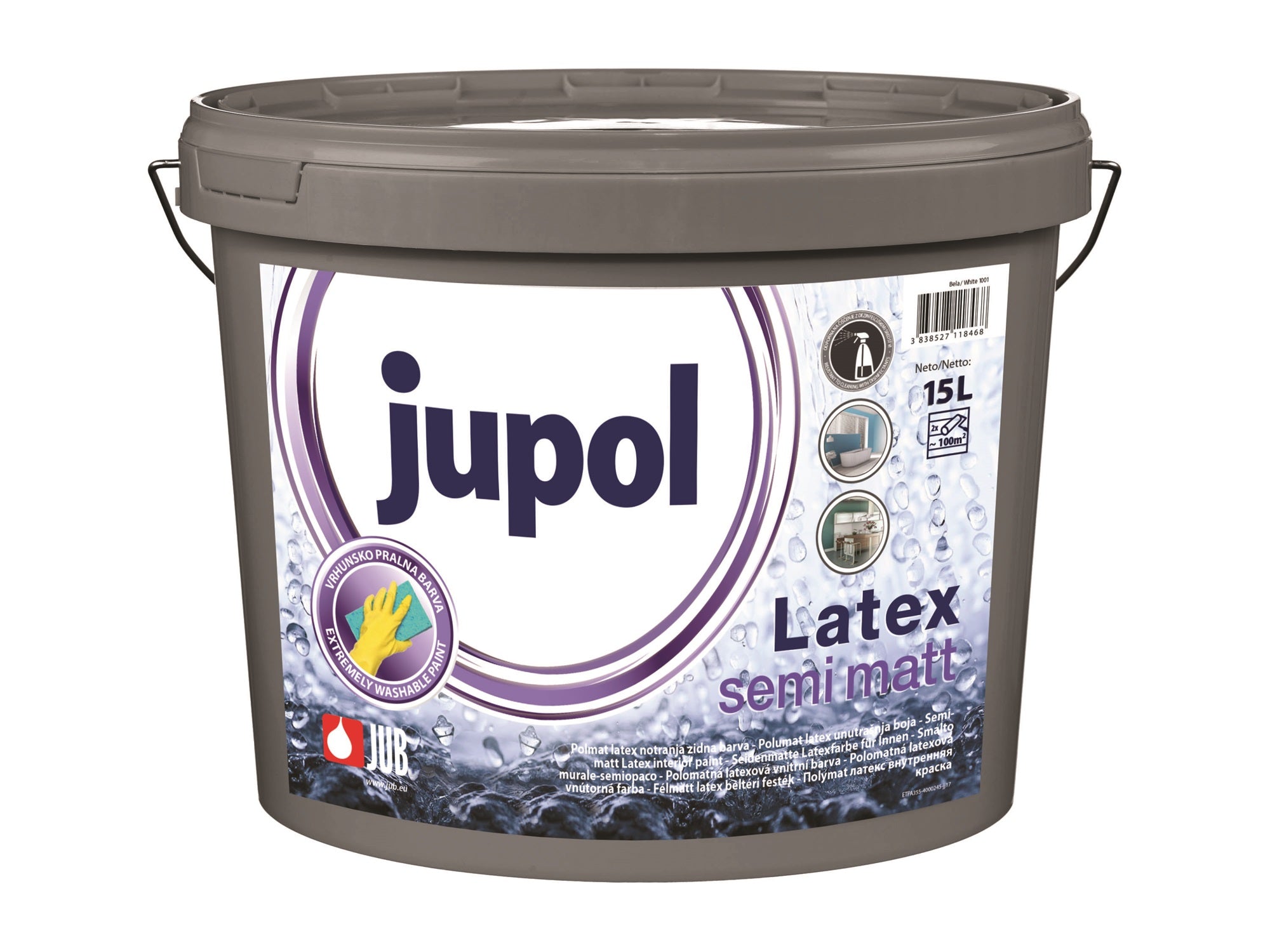 JUB JUPOL Latex semi matt vnútorná umývateľná maliarska farba 15 l