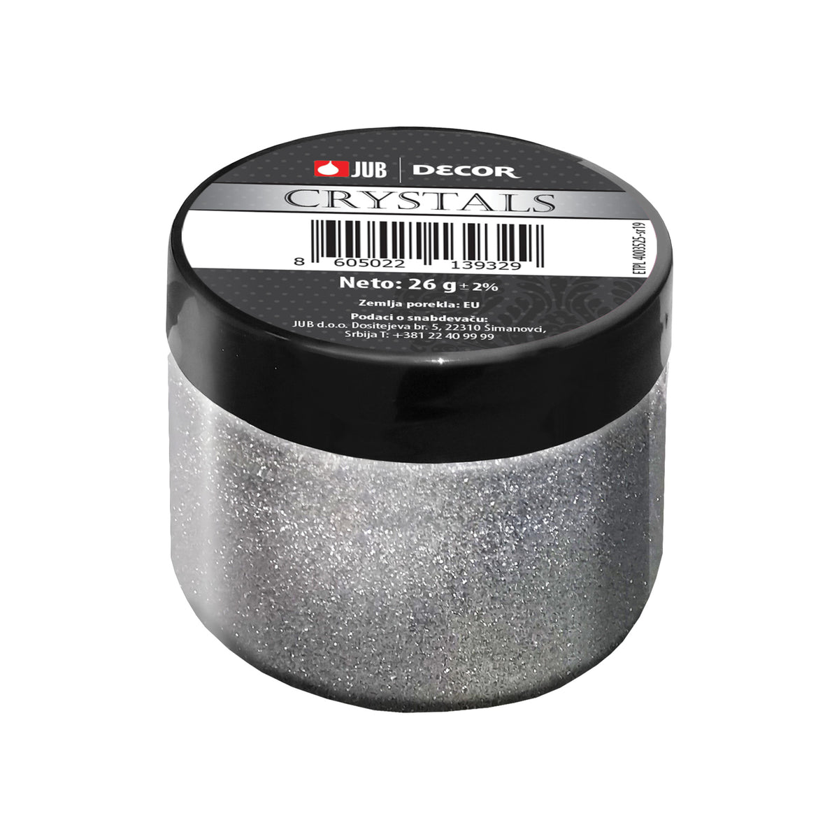 JUB DECOR Crystals Strieborné dekoratívne trblietky v géli 50 ml