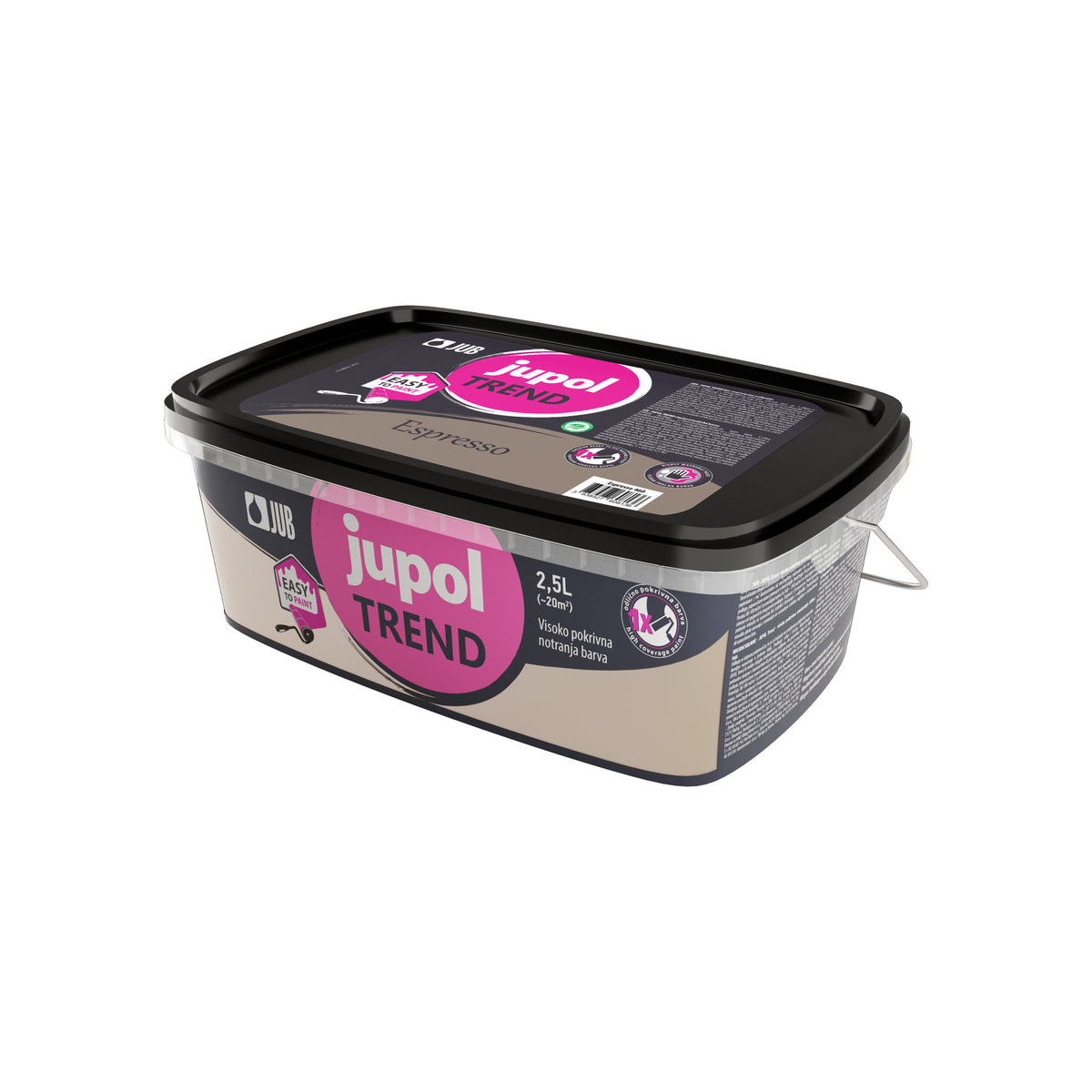 JUB JUPOL Trend vinylová interiérová farba na stenu s vysokou krycou schopnosťou 460 - Espresso 2,5 l