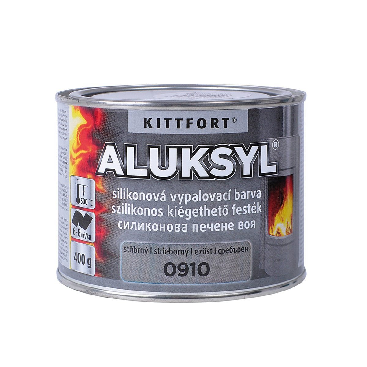 KITTFORT ALUKSYL Vypaľovacia silikónová farba 400 g - 0910 - Strieborná