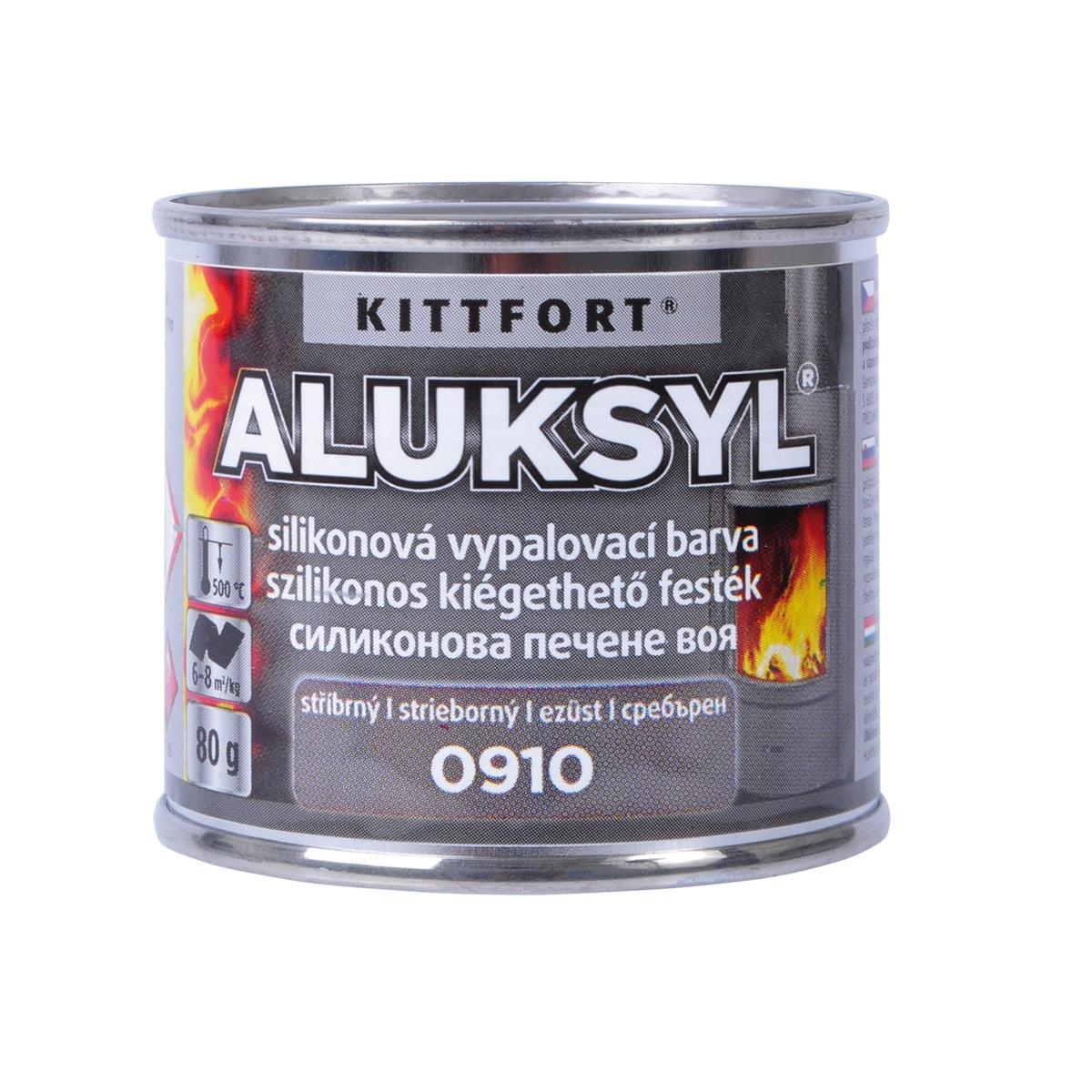 KITTFORT ALUKSYL Vypaľovacia silikónová farba 80 g - 0910 - Strieborná