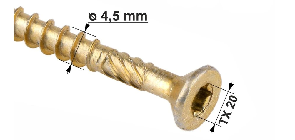 KLIMAS Wkret-met WKCS Ø4,5 mm TX-20 konštrukčná skrutka do dreva so zápustnou hlavou