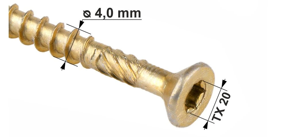 KLIMAS Wkret-met WKCS Ø4 mm TX-20 konštrukčná skrutka do dreva so zápustnou hlavou
