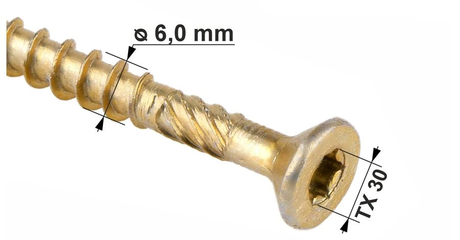 KLIMAS Wkret-met WKCS Ø6x50 mm TX-30 konštrukčná skrutka do dreva so zápustnou hlavou