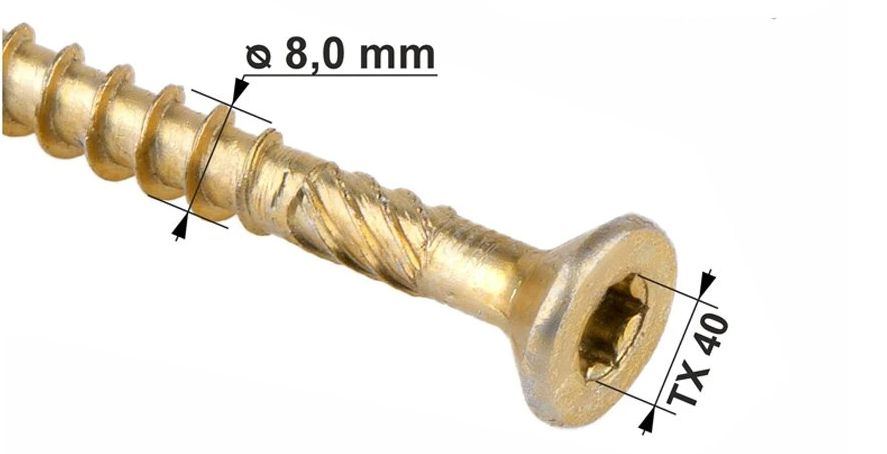 KLIMAS Wkret-met WKCS Ø8 mm TX-40 konštrukčná skrutka do dreva so zápustnou hlavou
