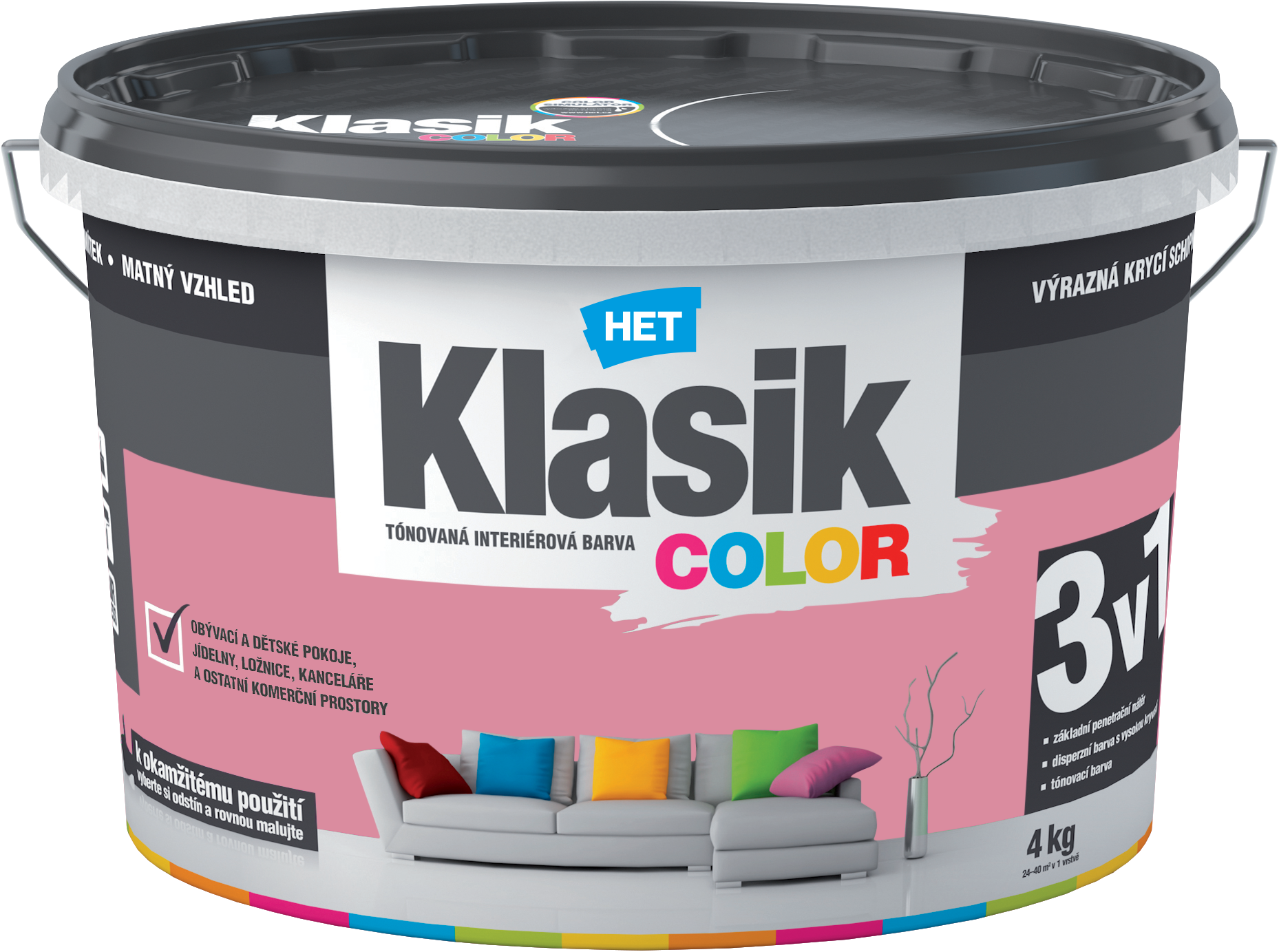 HET Klasik COLOR tónovaná interiérová akrylátová disperzná farba na stenu_4kg_KC0837