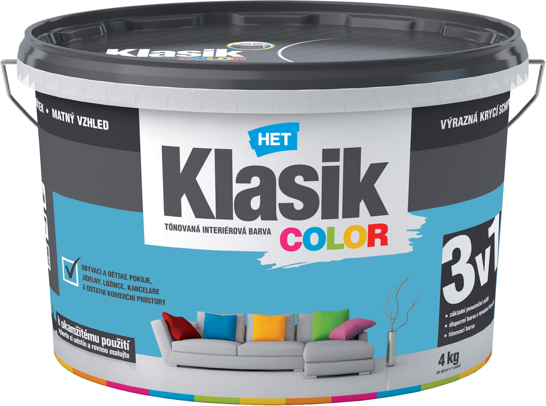 HET Klasik COLOR tónovaná interiérová akrylátová disperzná farba na stenu_4kg_KC0327