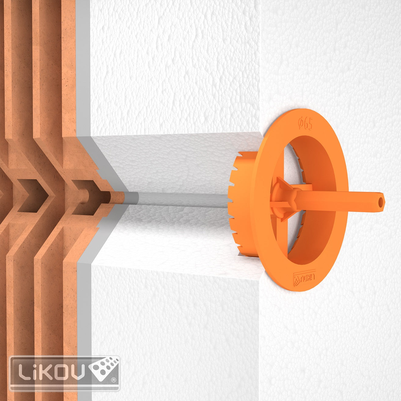 LIKOV Frézka pre zápustnú montáž tanierových hmoždiniek plastová Ø65 mm