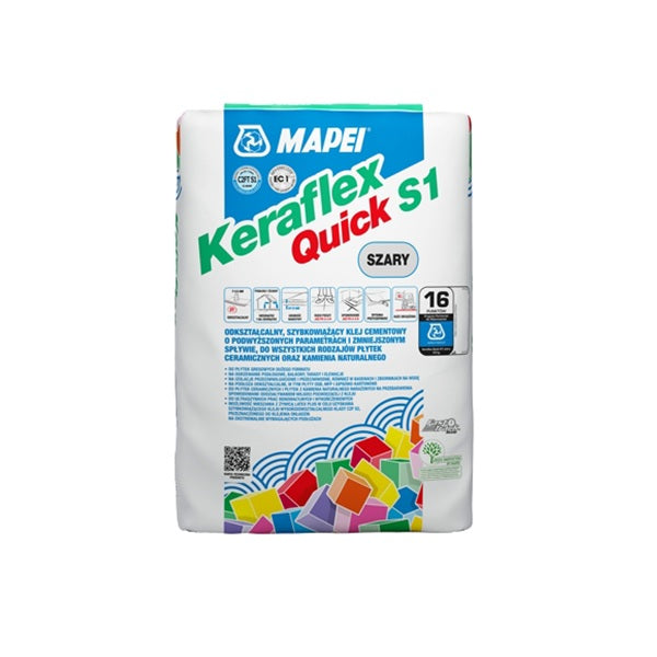 MAPEI Keraflex Quick S1 rýchlotvrdnúce cementové lepidlo na dlažbu a obklad 23 kg