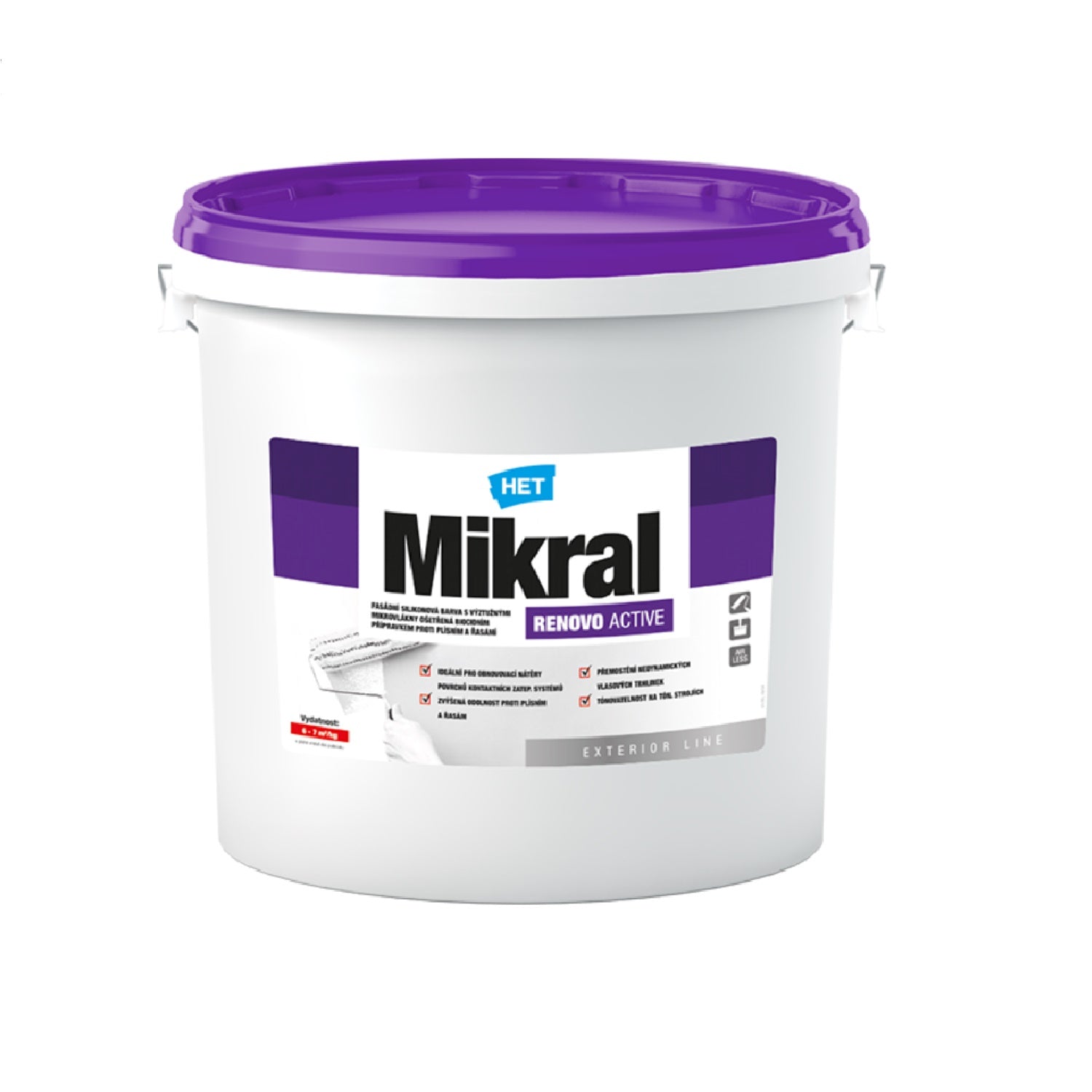 HET Mikral RENOVO ACTIVE fasádna silikónová farba proti plesniam a riasam 12 kg