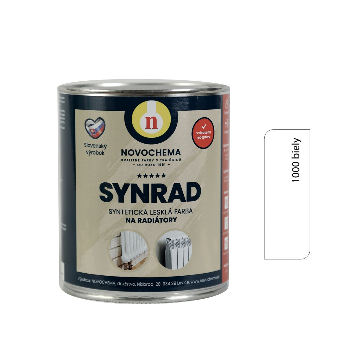 NOVOCHEMA SYNRAD lesklá syntetická farba na radiátory_biely