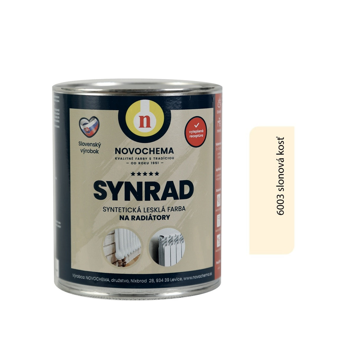 NOVOCHEMA SYNRAD lesklá syntetická farba na radiátory_biely