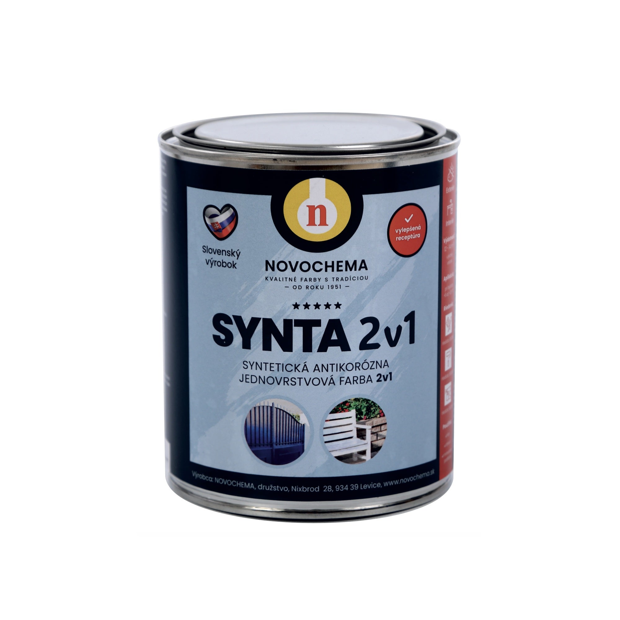NOVOCHEMA SYNTA 2v1 syntetická jednovrstvová antikorózna farba na kov 2v1