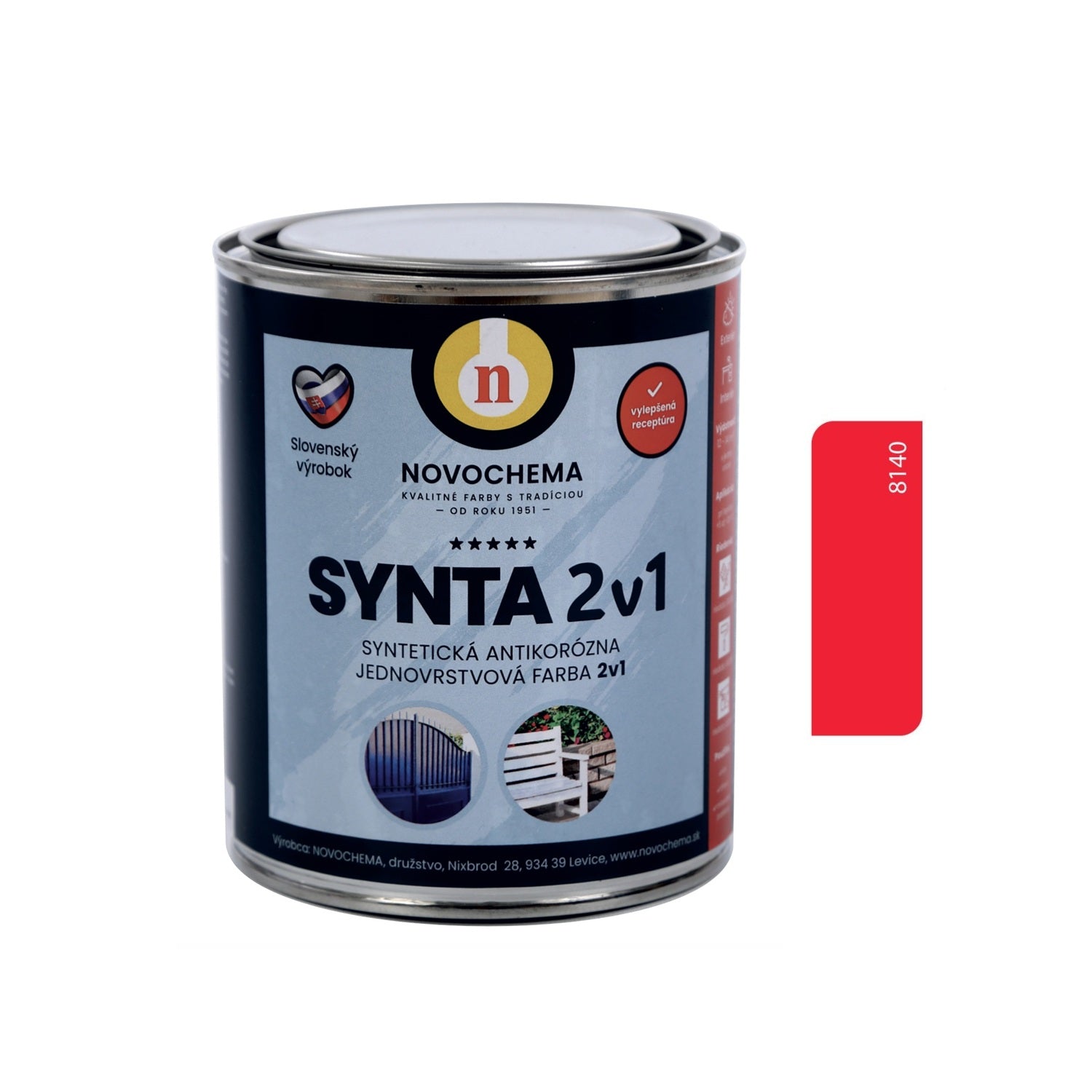 NOVOCHEMA SYNTA 2v1 syntetická jednovrstvová antikorózna farba na kov 2v1