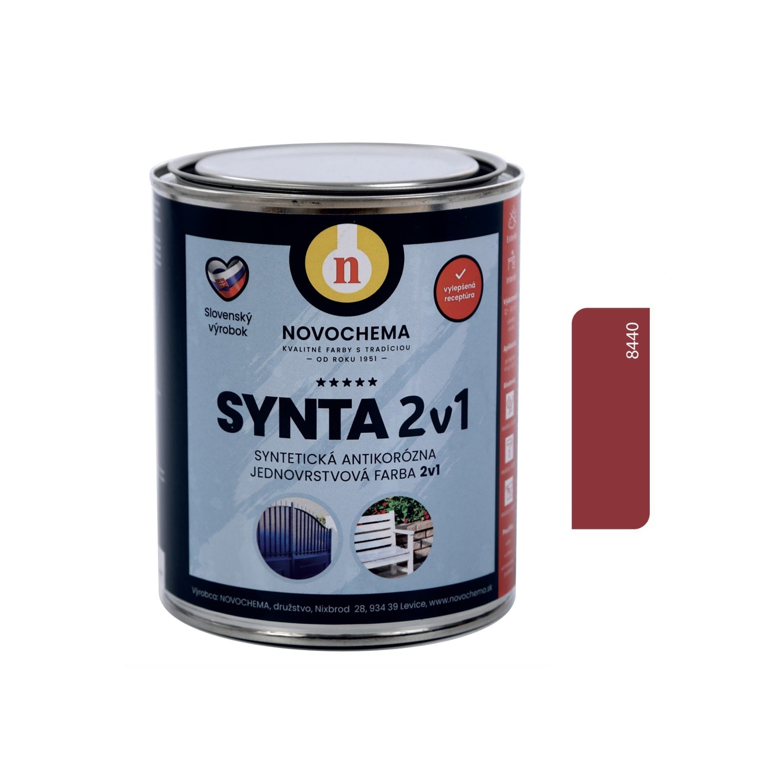 NOVOCHEMA SYNTA 2v1 syntetická jednovrstvová antikorózna farba na kov 2v1