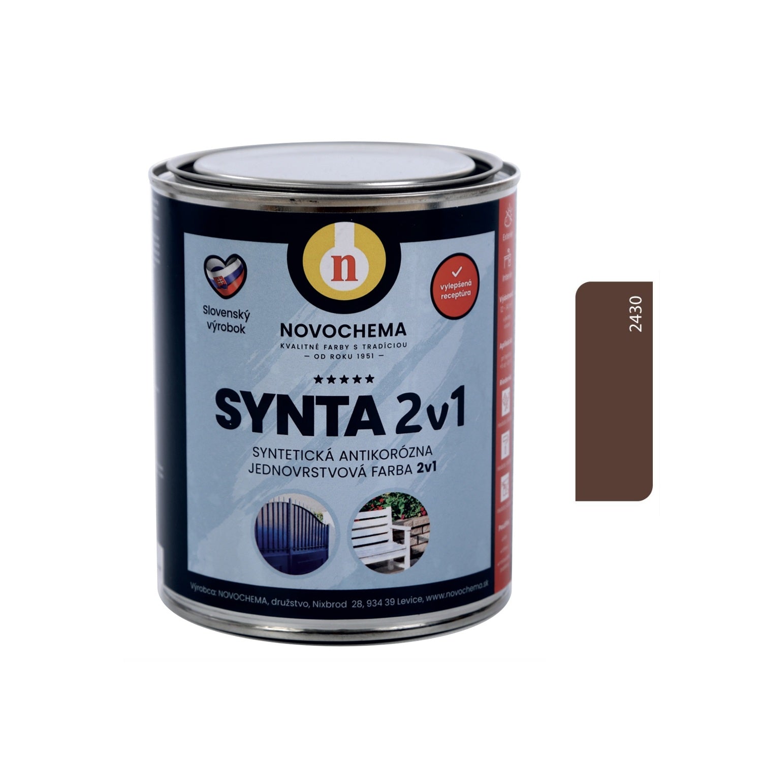 NOVOCHEMA SYNTA 2v1 syntetická jednovrstvová antikorózna farba na kov 2v1