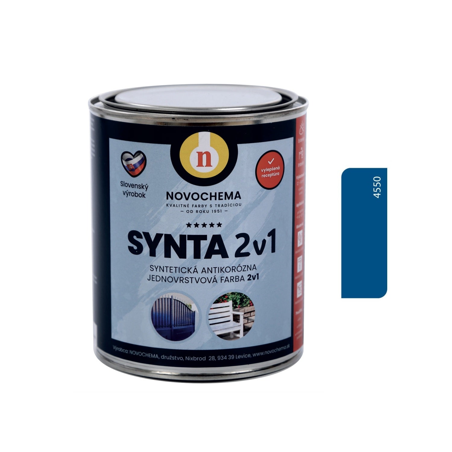 NOVOCHEMA SYNTA 2v1 syntetická jednovrstvová antikorózna farba na kov 2v1