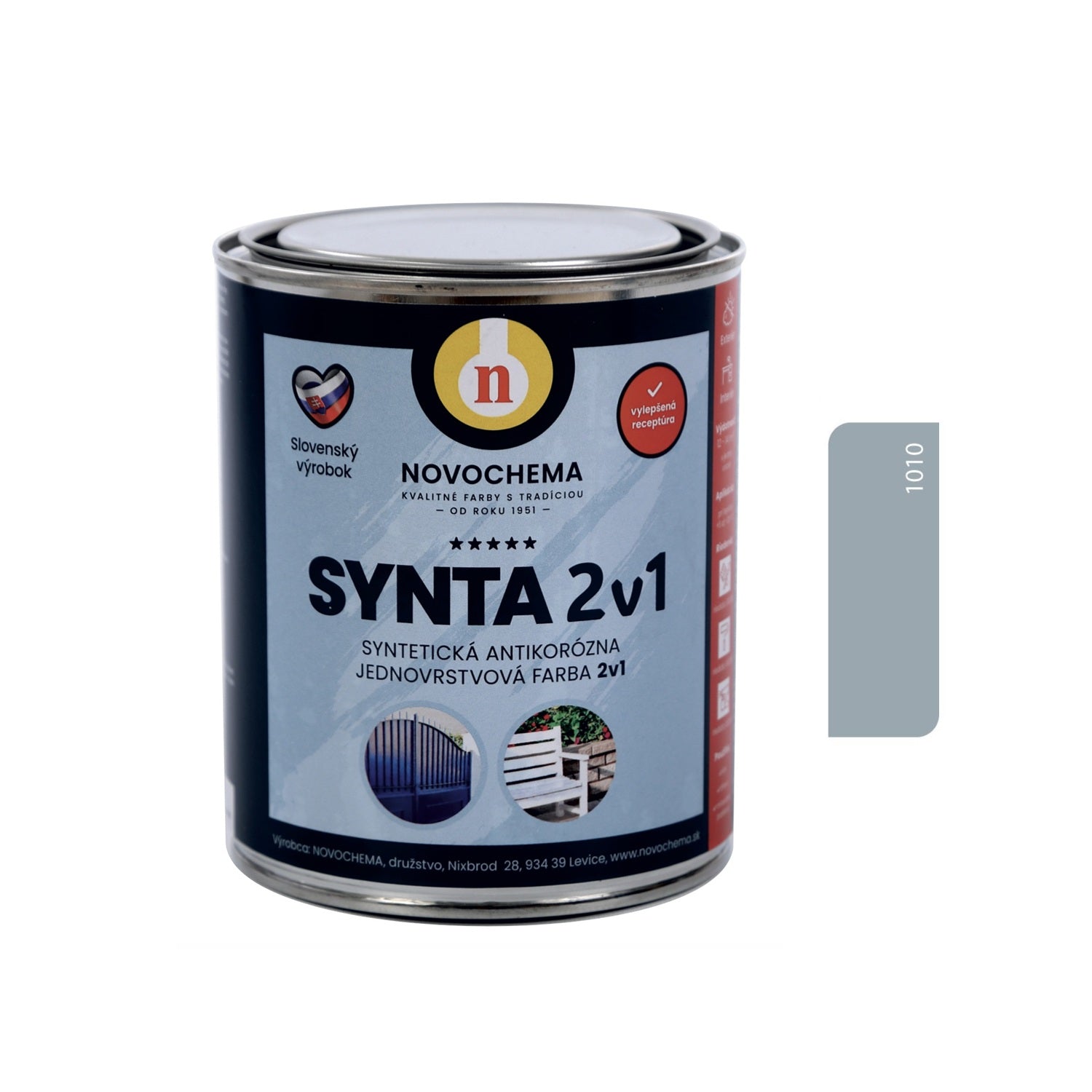 NOVOCHEMA SYNTA 2v1 syntetická jednovrstvová antikorózna farba na kov 2v1