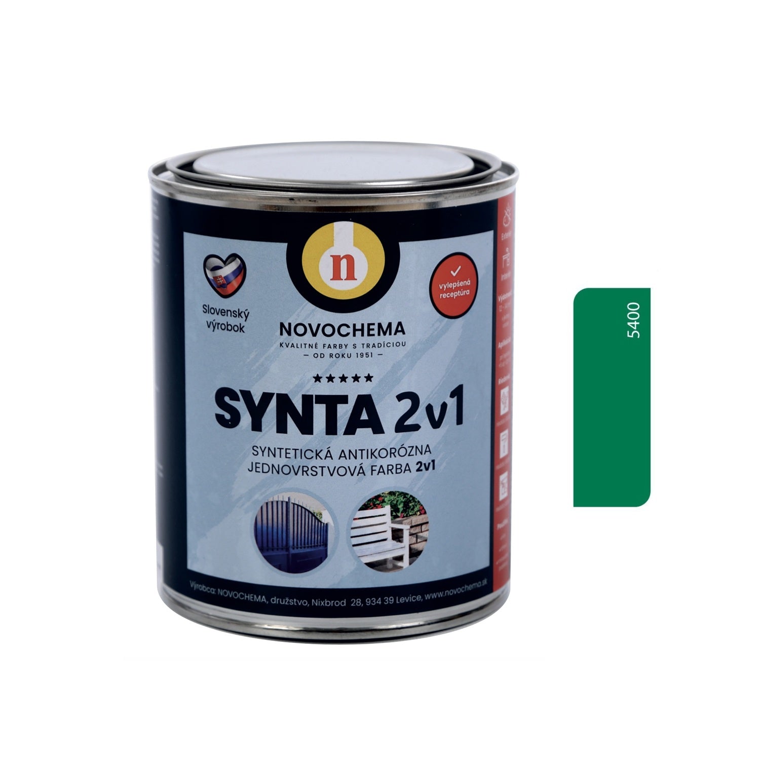 NOVOCHEMA SYNTA 2v1 syntetická jednovrstvová antikorózna farba na kov 2v1