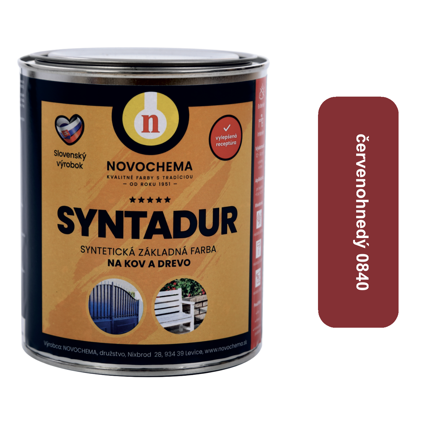 NOVOCHEMA SYNTADUR univerzálna základná syntetická farba na kov a drevo - 0199 Čierna