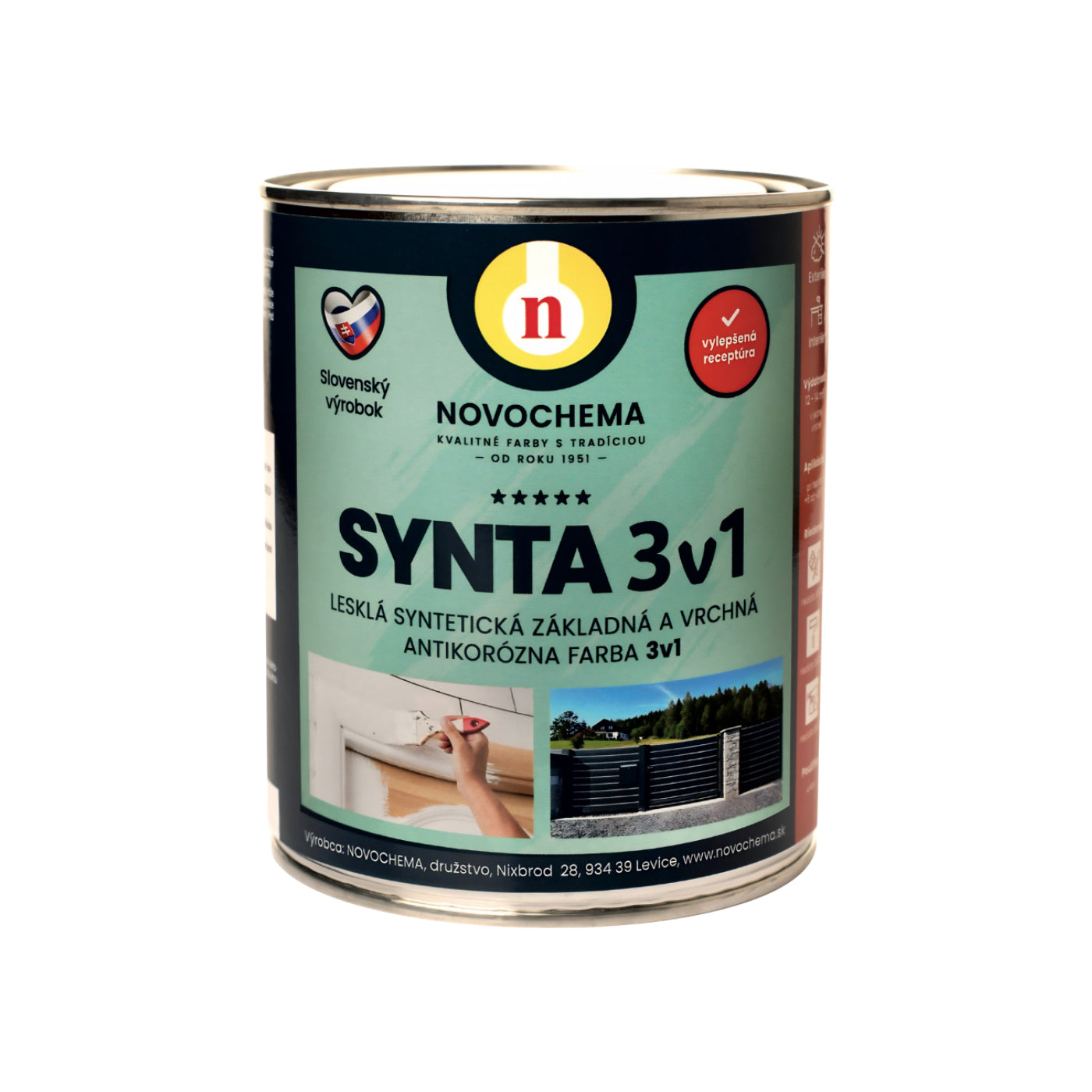 NOVOCHEMA SYNTA 3v1 syntetická základná a vrchná antikorózna farba 3v1 0,75 kg