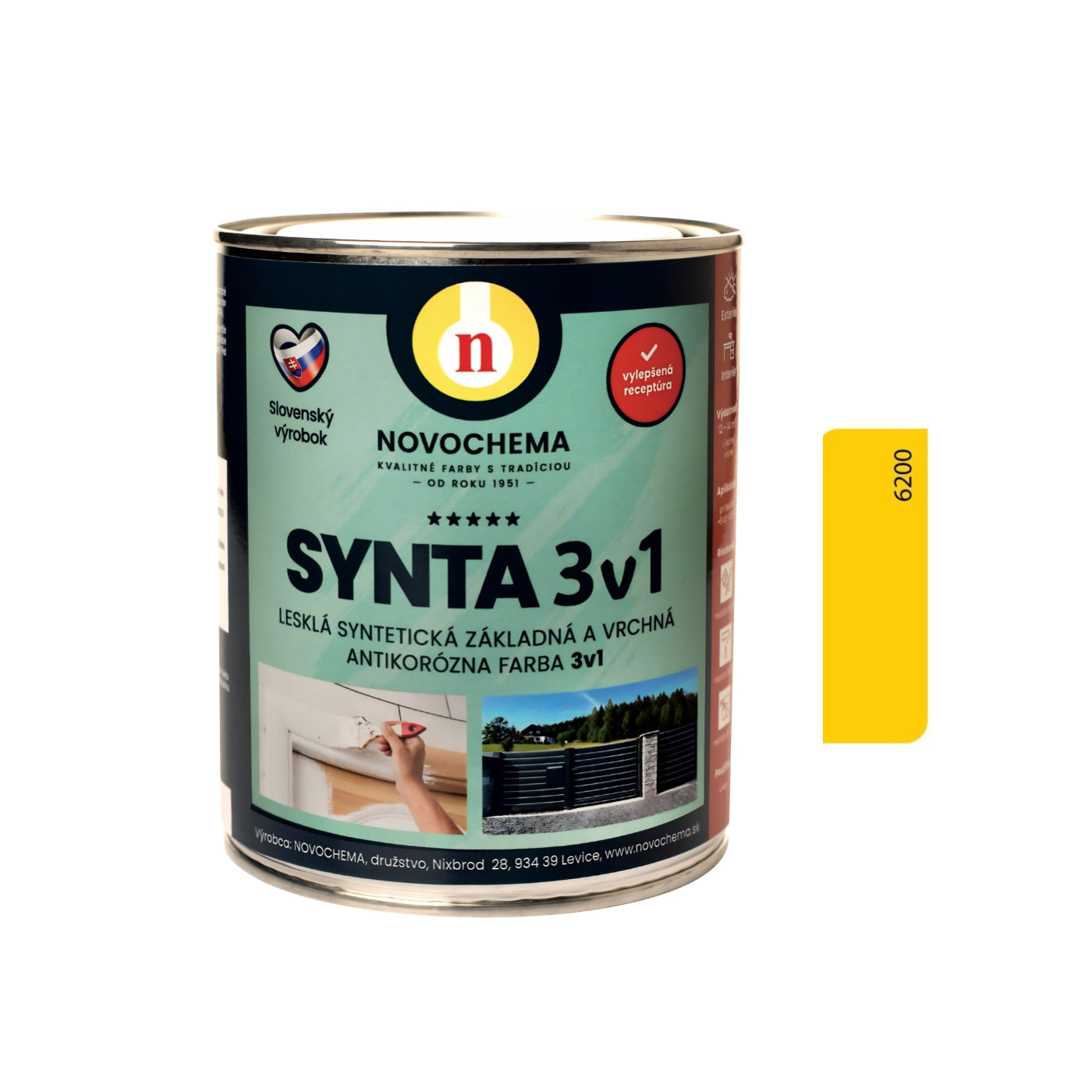 NOVOCHEMA SYNTA 3v1 syntetická základná a vrchná antikorózna farba 3v1 - 5400 - Zelená tmavá