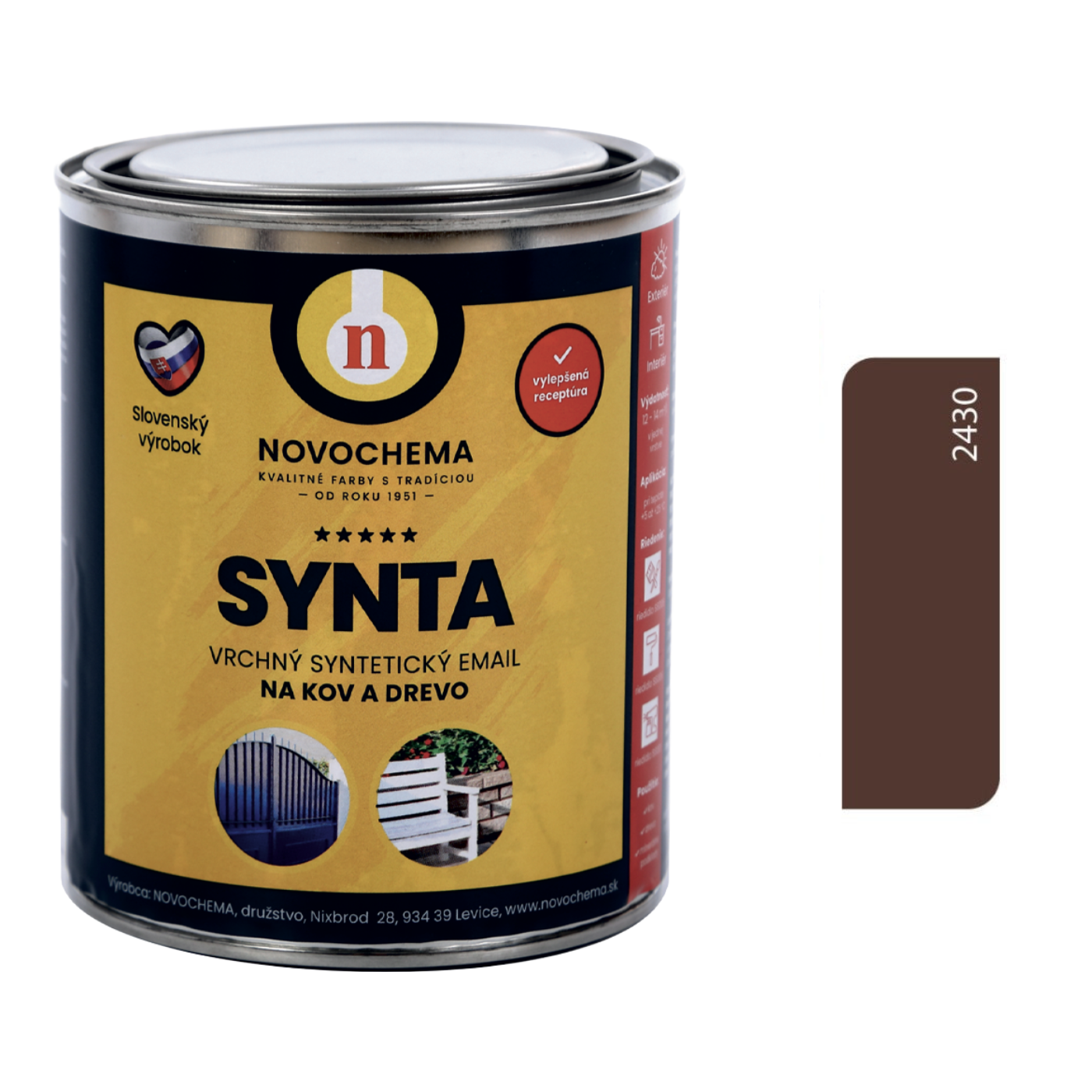 NOVOCHEMA SYNTA EMAIL vrchná syntetická farba na kov a drevo - 2320 - Svetlohnedá