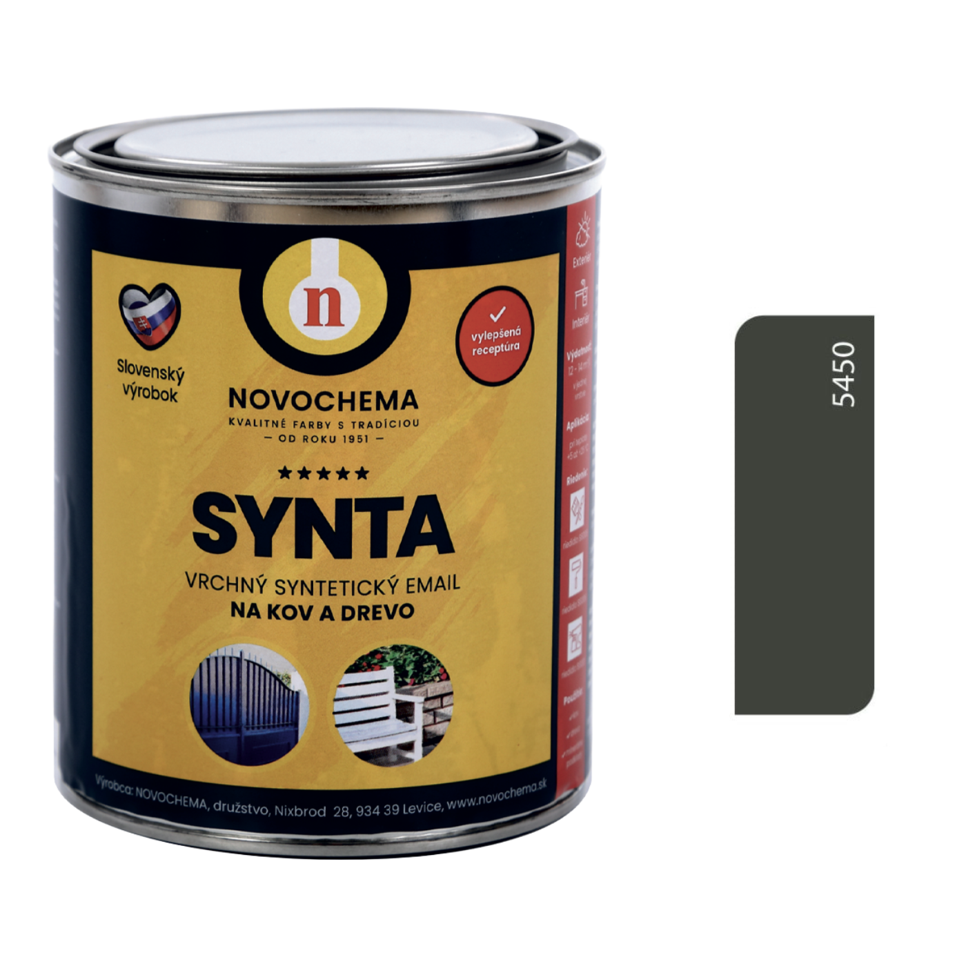 NOVOCHEMA SYNTA EMAIL vrchná syntetická farba na kov a drevo - 5450 - Zelená khaki