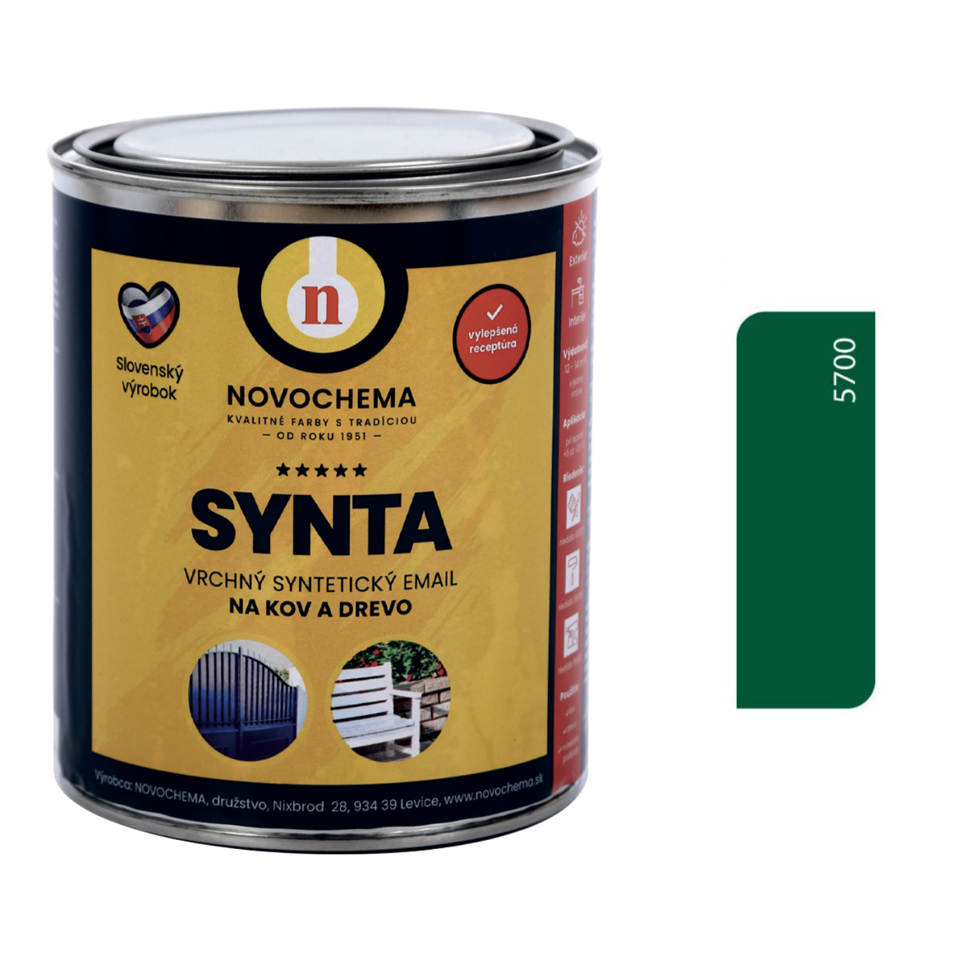 NOVOCHEMA SYNTA EMAIL vrchná syntetická farba na kov a drevo - 5450 - Zelená khaki