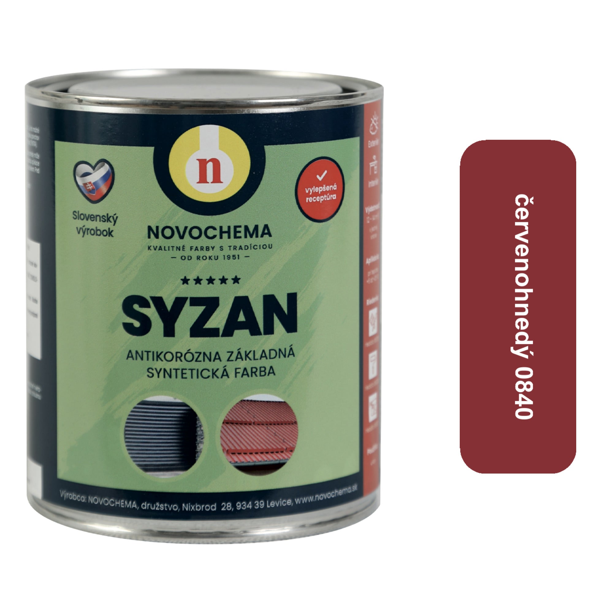 NOVOCHEMA SYZAN antikorózna základná syntetická farba na kov - 0110 Sivá