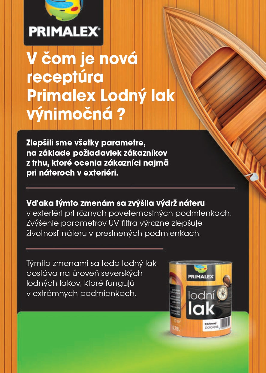 PRIMALEX Bezfarebný lodný LAK na drevo_leták