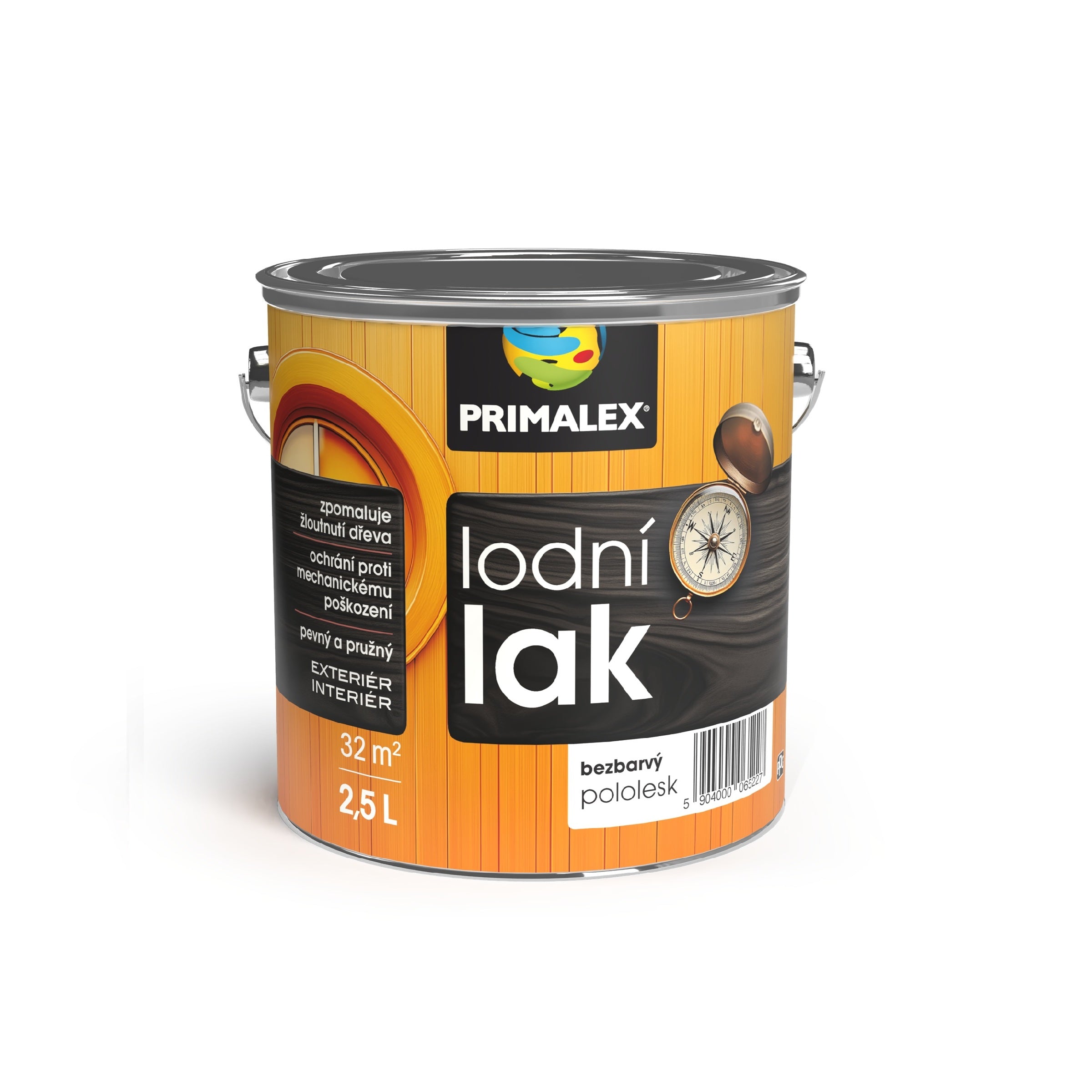 PRIMALEX Bezfarebný lodný LAK na drevo pololesk 2,5 l