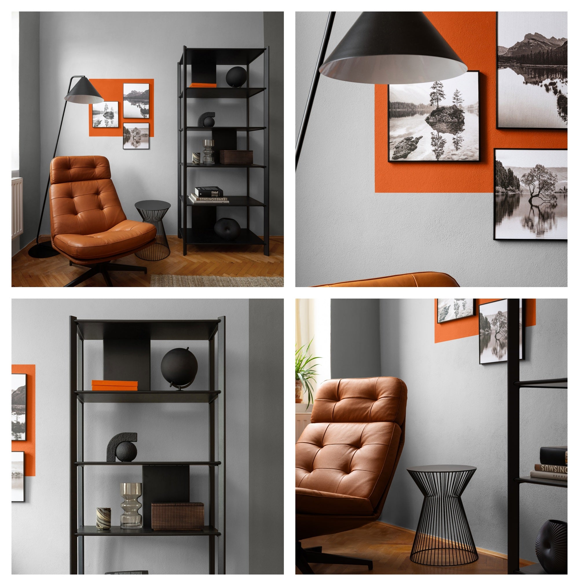 PRIMALEX ceramic – inšpirácia farby steny: sivá obývačka s oranžovým akcentom