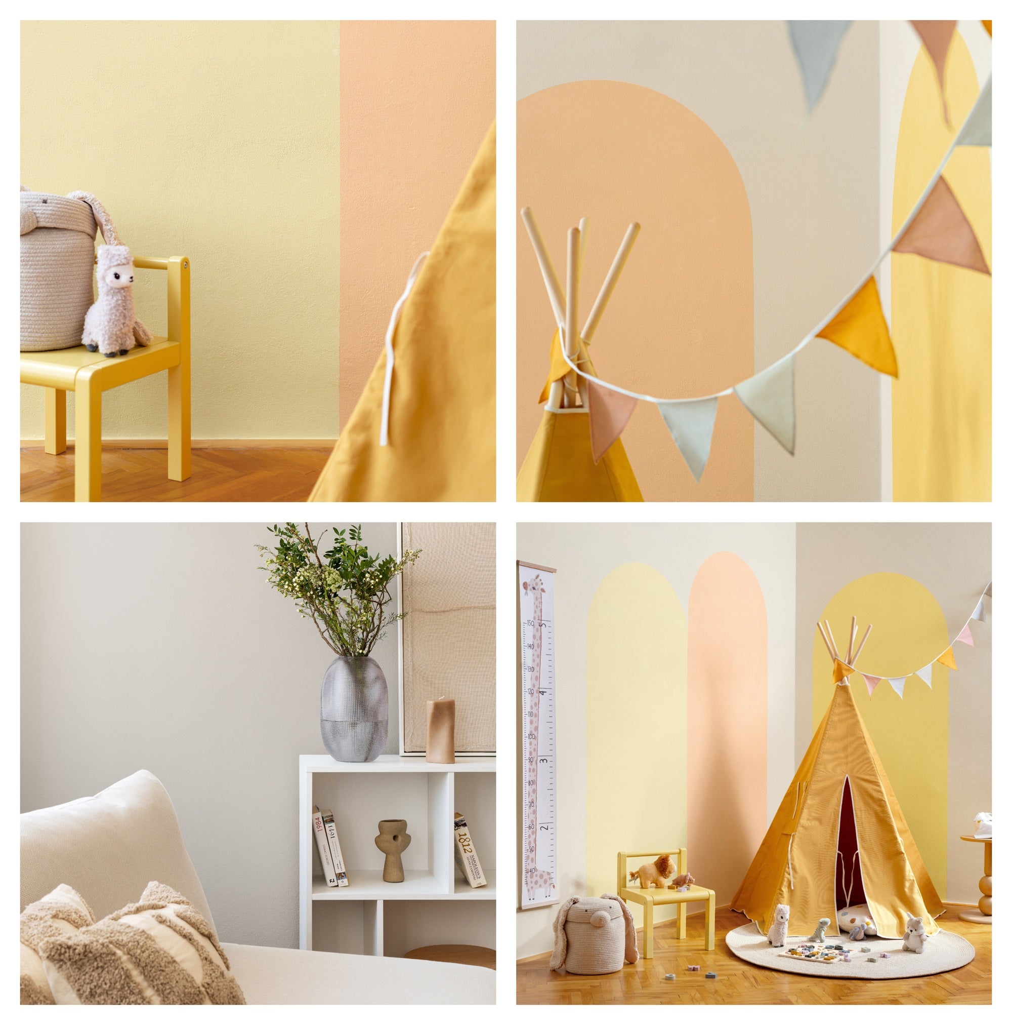 PRIMALEX ceramic – inšpirácia farby steny: žltá detská izba s teepee stanom