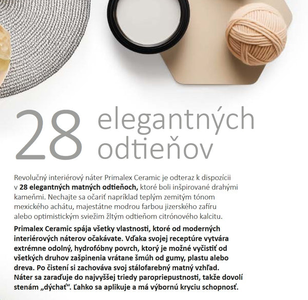 PRIMALEX ceramic - kolekcia odtieňov umývateľnej interiérovej farby na stenu