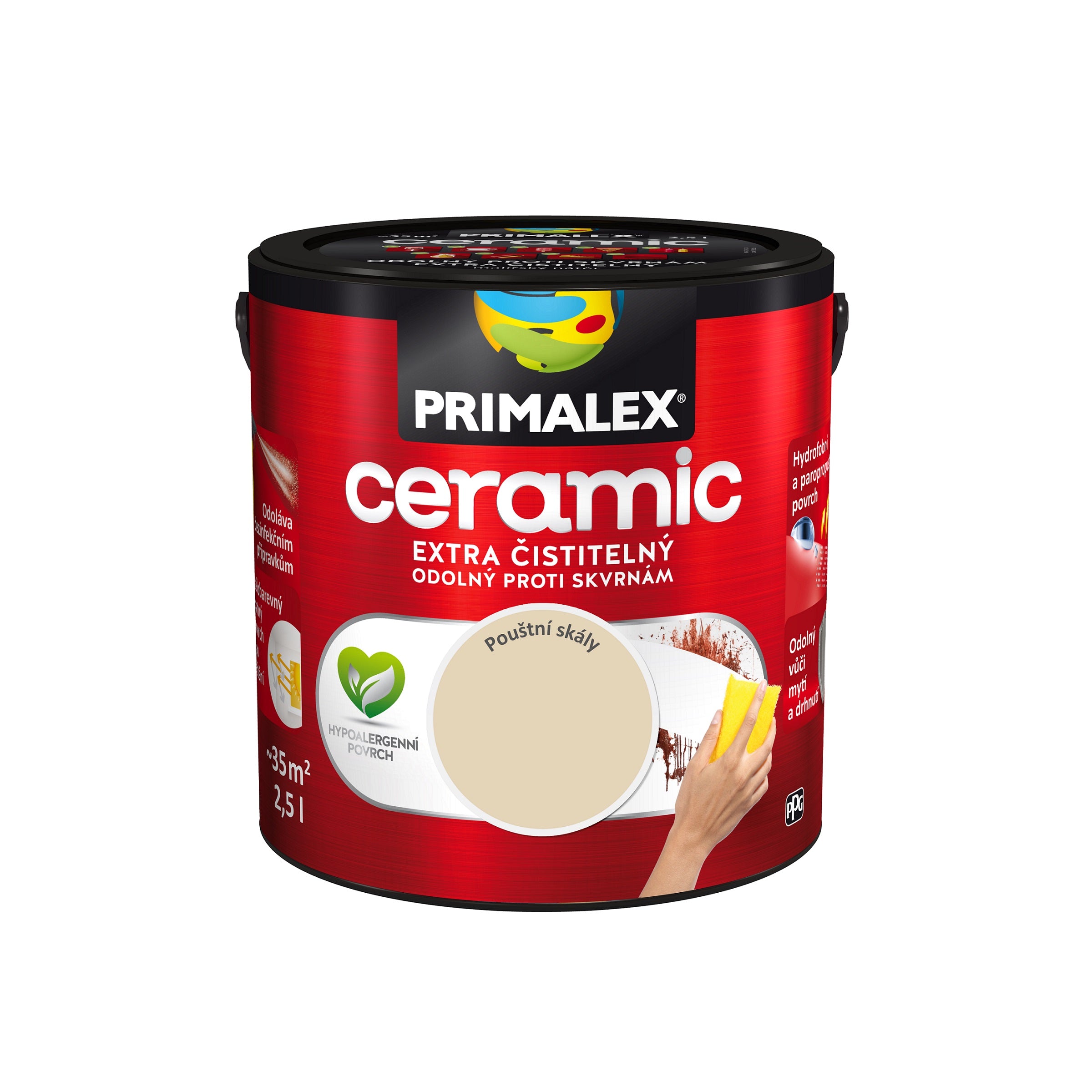 PRIMALEX ceramic umývateľná interiérová farba na stenu mesačný kameň 2,5 l